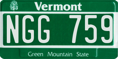 VT license plate NGG759