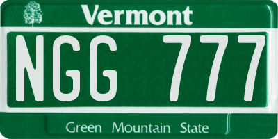 VT license plate NGG777