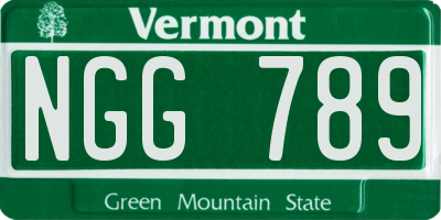 VT license plate NGG789