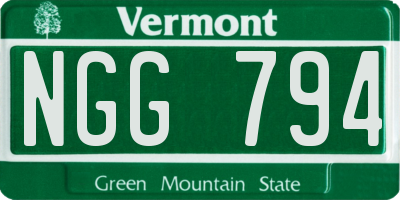 VT license plate NGG794