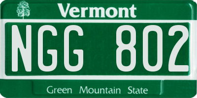 VT license plate NGG802