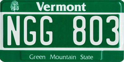 VT license plate NGG803
