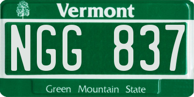 VT license plate NGG837