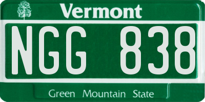 VT license plate NGG838