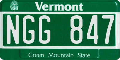 VT license plate NGG847