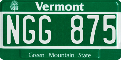 VT license plate NGG875