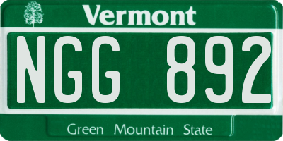 VT license plate NGG892