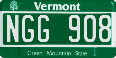 VT license plate NGG908