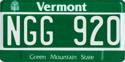 VT license plate NGG920