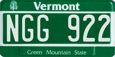 VT license plate NGG922