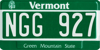 VT license plate NGG927