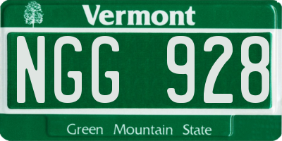 VT license plate NGG928