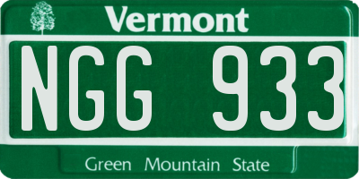 VT license plate NGG933