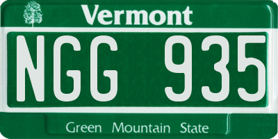 VT license plate NGG935