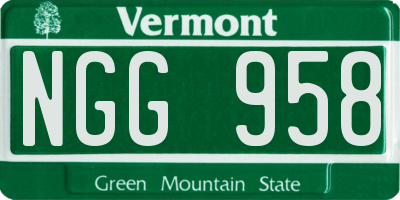 VT license plate NGG958