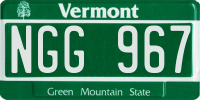 VT license plate NGG967