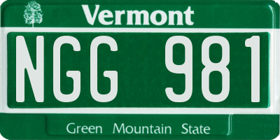 VT license plate NGG981