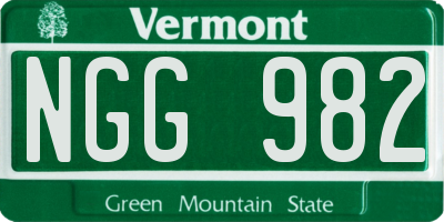 VT license plate NGG982