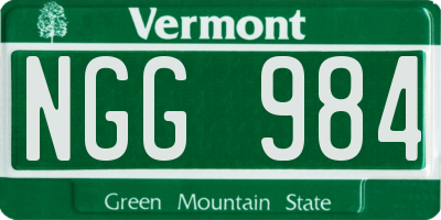 VT license plate NGG984