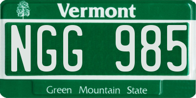VT license plate NGG985