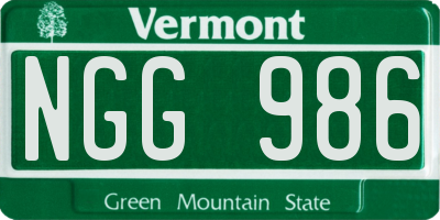 VT license plate NGG986