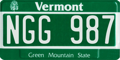 VT license plate NGG987