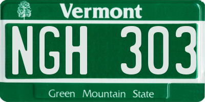 VT license plate NGH303