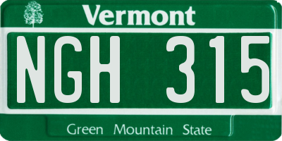 VT license plate NGH315