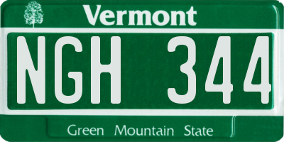 VT license plate NGH344