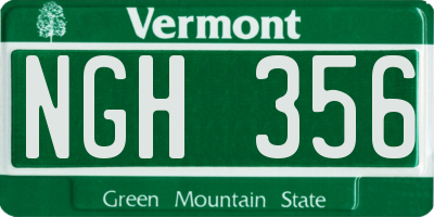 VT license plate NGH356