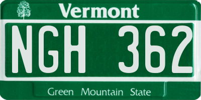 VT license plate NGH362
