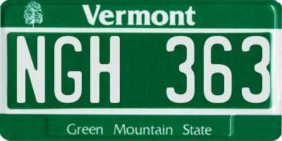 VT license plate NGH363