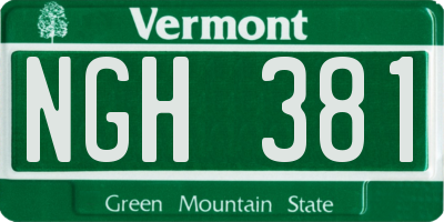VT license plate NGH381