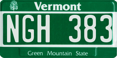 VT license plate NGH383