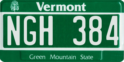 VT license plate NGH384