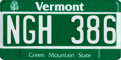 VT license plate NGH386