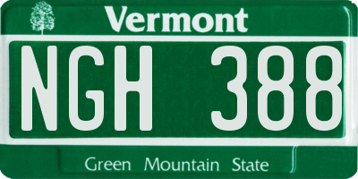 VT license plate NGH388