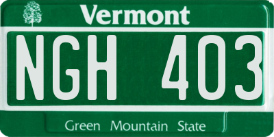 VT license plate NGH403