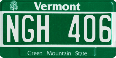 VT license plate NGH406