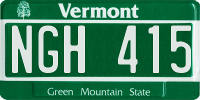 VT license plate NGH415