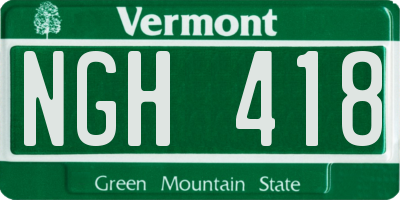 VT license plate NGH418