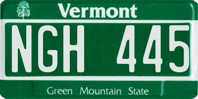 VT license plate NGH445