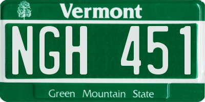 VT license plate NGH451