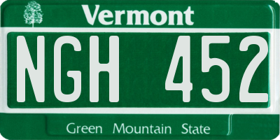 VT license plate NGH452