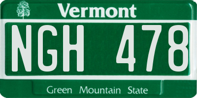 VT license plate NGH478