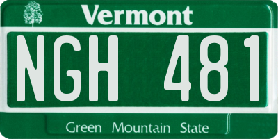 VT license plate NGH481