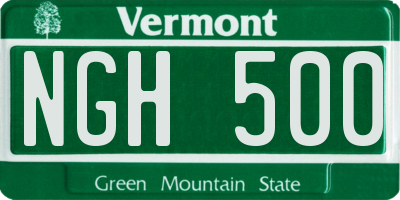VT license plate NGH500