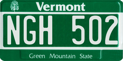 VT license plate NGH502