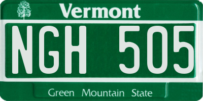 VT license plate NGH505