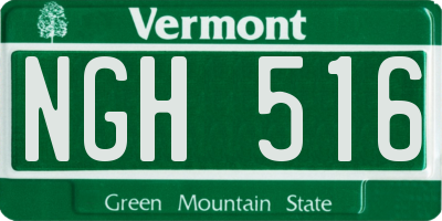 VT license plate NGH516